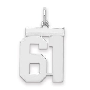 Sterling Silver, Athletic Collection Medium Polished Number 61 Pendant